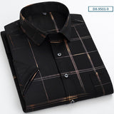 Summer Short Sleeve Shirts Men's Gold Stamping Plaid Polyester Non-iron Wrinkle-resistant Casual Mart Lion DX-9501-9 38 