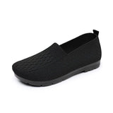 Women's mesh shallow cut flat shoes Breathable casual Mother's shoes casual MartLion G-YM33-Black 41 