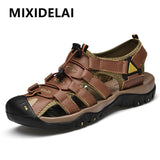 Summer Men's Sandals Soft Leather Roman Outdoor Outdoor Beach Sneakers Slippers Wading Mart Lion   