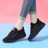 Casual Sneakers Women's Shoes Mesh Breathable Korean Style Trendy Mart Lion 550D Black and Purpl 36 