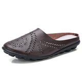 Summer Genuine Leather Slip On Flat Shoes Women Flats Breathable Casual 9 Colors Blue Black Beige Mart Lion   