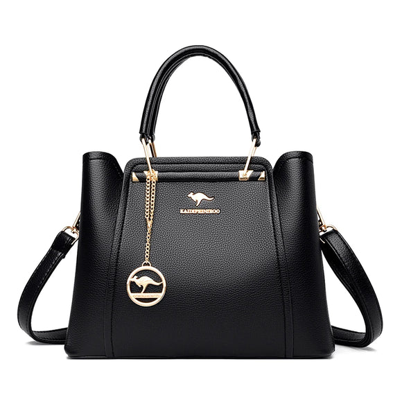 Women Soft Leather Handbags Luxury Designer 3 Layers Shoulder Crossbody Bags Ladies Large Capacity Shopping Brand Messenger Tote MartLion Black  
