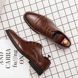 Classic Italian Style Career Office Leather Shoes Pointy Toe Wedding Dress Shoes Men MartLion Brown 39 