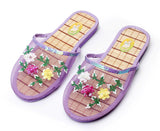 Summer Casual Hollow Out Mesh Slippers Women House Slippers Sequin Flower Home Flat Shoes Lady Sandals Flip Flops Indoor Slipper Mart Lion Purple 36 