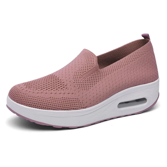 Women Flat Sneakers Comfy Light Thick Sole Breathable Mesh Female Shoes Slip-On Durable Spring Stylish Trend Leisure Flats MartLion pink 35 