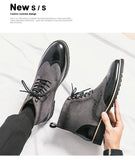 Classic High-top Men Brogues Shoes Leather Dress Brown Suede Sapato Social Masculino MartLion   