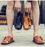 Golden Sapling Summer Men's Sandals Genuine Leather Beach Shoes Breathable Leisure Footwear Platform Casual Flat MartLion   