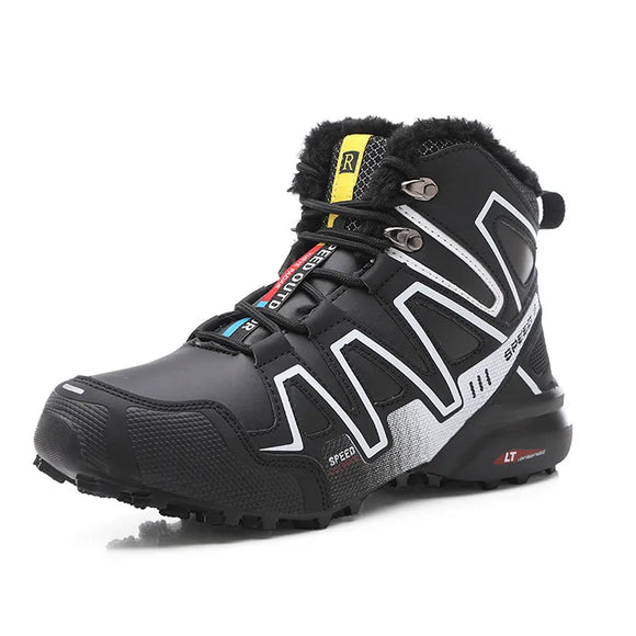 Warm Hiking Shoes Men's Winter Snow Tactical Boots Climbing Mountain Sneakers Combat MartLion BLACK WHITE 9-3 39 