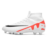 High Ankle Men's Football Field Boots Training Shoes Soccer Shoes Cleats Outdoor Match Turf Adult Unisex Sneakers MartLion White-23156 EU 35 CHINA