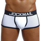 Classic Men's Underwear Sporty Breathable Mesh Boxer Briefs Transparent Underpants Gay Sissy Shorts MartLion 405white XXL 