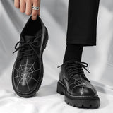 Men's Leather Shoes Creative Spider Web Stitch Casual Sneakers Flats Skateboard Sports Walking Loafers Mart Lion   