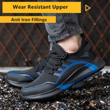 anti puncture Summer breathable work sneakers with iron toe anti-slip work shoes anti smashing light weight safety men's MartLion   