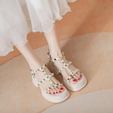 Small Women Rivets Sandals Elevated Low Heel Korean Design Girls Shoes Platform Mujer Mart Lion   