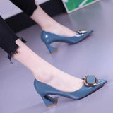 women classic green pointed toe slip on stiletto heel pumps lady sweet autumn office high heel shoes MartLion   