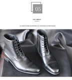 Spring Autumn Men's Ankle Boots Dress Pointed Toe PU Leather Shoes Chelsea Chelsea Mart Lion   