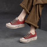 Genuine Leather Lace-up Sewing Flats Handmade Concise Leisure Women Flat Shoes Spring Autumn MartLion   