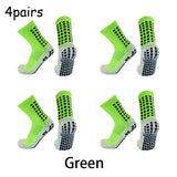 4 pairs Anti-slip Soccer Socks Men's Women Outdoor Sport Grip Football Socks antideslizantes de futbol MartLion JD-4--green  