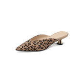 Summer Outside Women Slippers Shoes Point Toe Concise Modern Chunky Heel Mules Solid MartLion Leopard print 34 