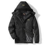 Autumn Winter Men's Windproof Hooded Jackets Winter Warm Waterproof Detachable Hat Jackets MartLion Black M 