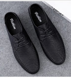  Leather Men's Shoes Formal Moccasins Breathable Driving Black MartLion - Mart Lion