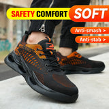  Breathable Safety Shoes Men's Lightweight Work Sneakers Steel Toe Puncture-Proof Protective Indestructible Boots MartLion - Mart Lion