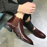 Men's Classic Retro Leather Chelsea Boots Ankle Casual British Style Short High-Top Shoes Mart Lion   