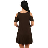 Elegant Dress Vintage Off Shoulder Short Sleeves Loose Women Solid Color Mini Dress Club Party MartLion   