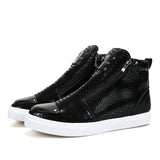 Hot Zipper High Top Sneakers Men's Crocodile Leather Shoes Luxury Golden Casual Hip Hop Rock MartLion Black Y198 45 CHINA