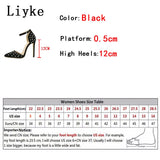 Liyke Pointed Toe Woman Pumps Sandals Rivet Design Slingback High Heels Buckle Strap Summer Party Prom Shoes Black Mart Lion   