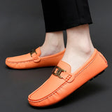 Men's Casual Shoes Breathable Loafers Sneakers Flat Handmade Retro Leisure Loafers MartLion Orange 40 