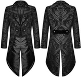 Men's Autumn Gothic Steampunk Tailcoat Jacket Black Brocade Wedding Coat blazers MartLion black S 