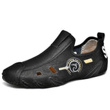Summer Men's Soft Leather Casual Shoes Luxury Soft Loafers Moccasins Breathable Non-Slip Driving MartLion 2022-black 40 