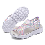 Women Slippers Sandals Fish Mouth Lady Slides Breathable Mesh Mules Shoes Casual Platform Flip Flops MartLion 41 Colorful Purple 