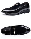 Men's Shoes for Party Black Patent Elegant Slip on Loafers Point Toe Velvet MartLion   