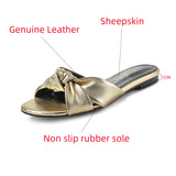 Women's Slippers Summer Genuine Leather Low Heel Outdoor Shoes Luxury High Grade Party MartLion   