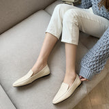 Spring Autumn Genuine Leather Women Shoes Casual Loafers Flats Ladies Real Leather Retro Low Heel MartLion White 40 