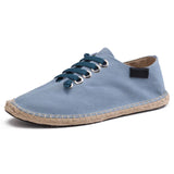 Canvas Shoes Men's Flat Casual Loafers Breathable Hemp Lazy Cool Young Footwear Slip-on Cloth Black MartLion Sky blue 8.5 