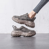 Real Leather Platform Daddy Shoes Women Autumn Winter Increase Sports Sneakers Zapatillas Mujer Mart Lion   
