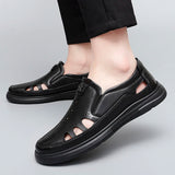 Summer Thick Sole Sandals Outdoor Soft Sole Breathable Shoes Genuine Leather Men's MartLion   