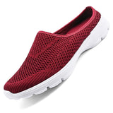 Men's Slippers Winter Summer Warm Plush Home Indoor Outdoor Couples Half Slippers Mesh Breathable MartLion 8851-Red 47 