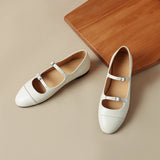 Spring Women Flats Shoes for Round Toe Chunky Heel Retro Low Heel Mary Janes Genuine Leather MartLion   