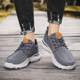 Breathable Men's Canvas Casual Shoes Lace Up Flat Lightweight Outdoor Sneakers Durable Quick Dry Sport Tenis Mart Lion   