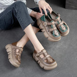 Women Sandals Summer Shoes Genuine Leather Covered Toe Soft Casual Walking Hollow MartLion   