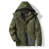 Autumn Winter Men's Windproof Hooded Jackets Winter Warm Waterproof Detachable Hat Jackets MartLion Army Green M 