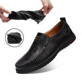 Genuine Leather Men's Shoes Casual Slip on Formal Loafers Moccasins Black Driving Mart Lion   