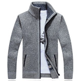 Winter Thick Men's Knitted Sweater Coat Off White Long Sleeve Cardigan Fleece Full Zip Causal Clothing for Autumn MartLion   