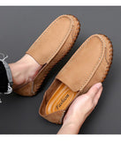 Men's Genuine Leather Breathable Large Casual Foot Cover Driving Shoes One Foot Peas Soft Sole Leather Handmade Mart Lion   