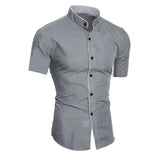 New men's solid color casual  short sleeved shirt MartLion   