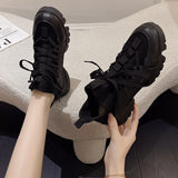 Women Sneakers Lace Up Ladies Sports Shoes Outdoor Running Walking Skate Female Footwear Canvas Training Gym Mart Lion Black 4 
