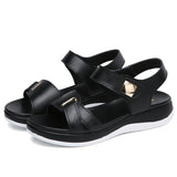 Summer Leather Open Toe Women Sandals Trendy Buckle Flat Sole Woman Shoes Outdoor Casual Ladies Beach MartLion   